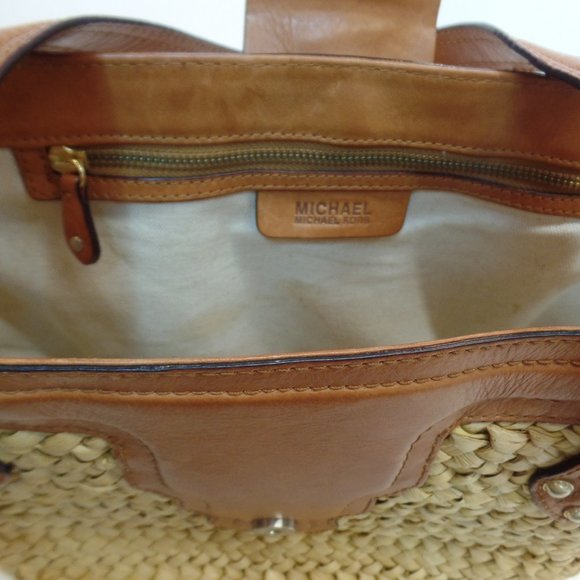 Michael By Michael Kors Santorini Raffia Tote With Beautiful Leather Accents - Picture 12 of 16